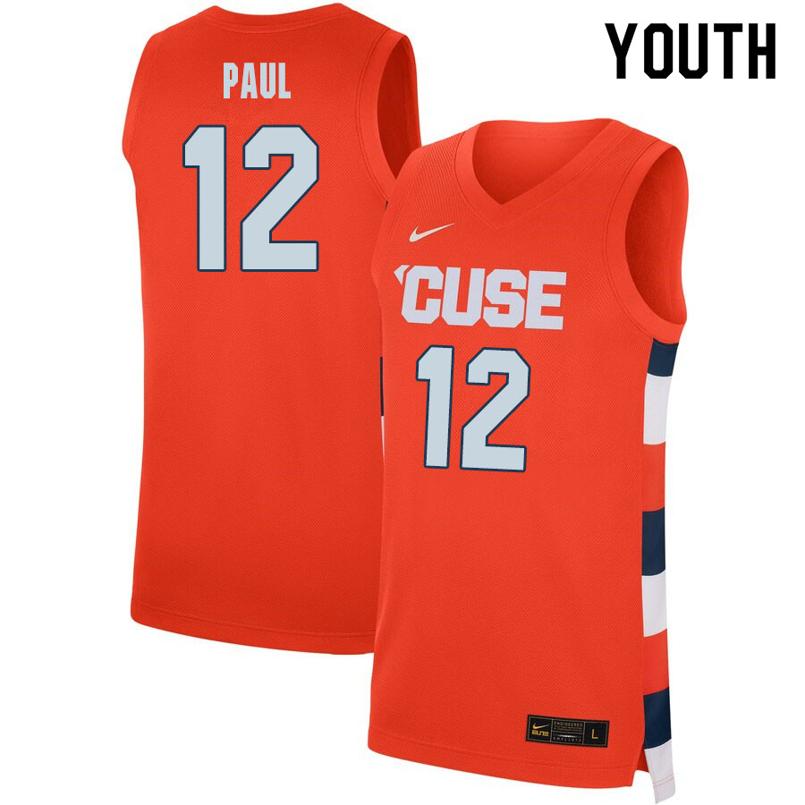 2020 Youth #12 Brendan Paul Syracuse Orange College Basketball Jerseys Sale-Orange